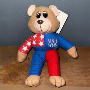Vintage 1996 USA Olympics Teddy Bear 9" Ace Novelty Company Vintage Stuffed NWT